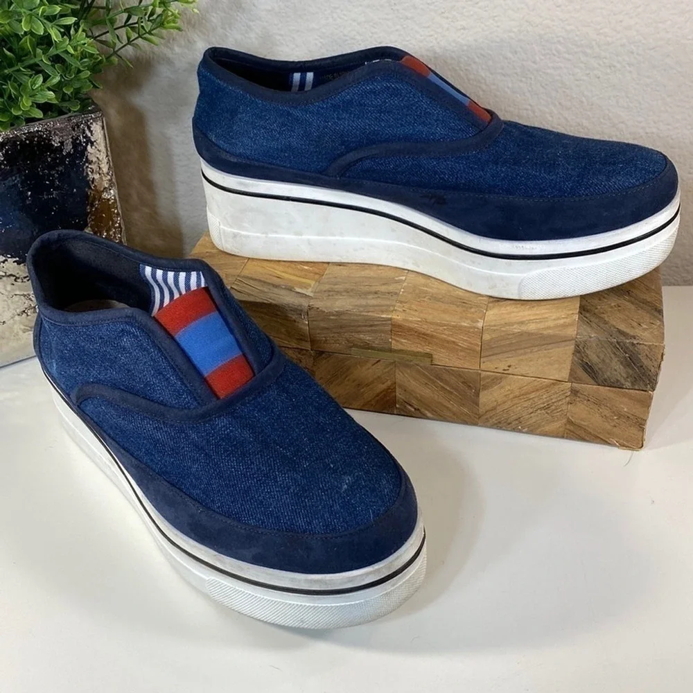 Clearance! Stella McCartney Platform Slip On Sneakers Canvas Suede 41 EU/11 US‎